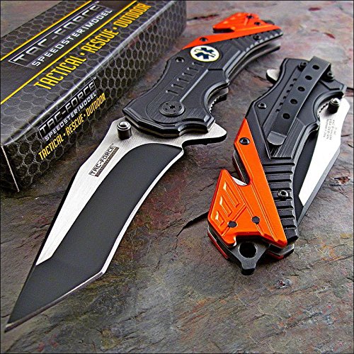 Tac-force Modified Tanto Orange EMT Rescue Glass Breaker Knife