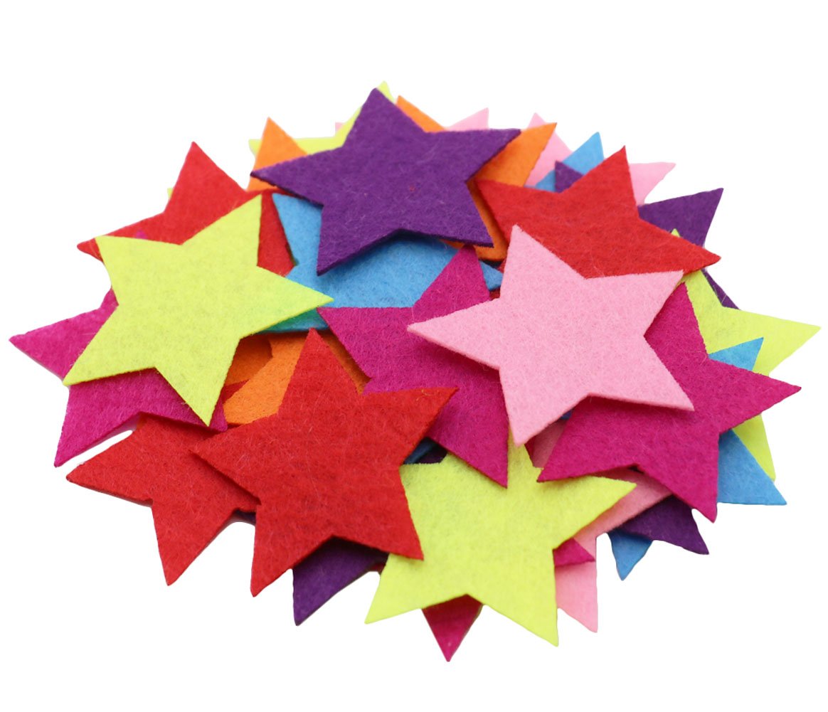 SOOKOO 5 Styles 150 PCS Assorted Color Felt Flowers for Art and Craft DIY Sewing Handcraft (Heart, Flower, Smile Face, Star, Crown) - Image 3