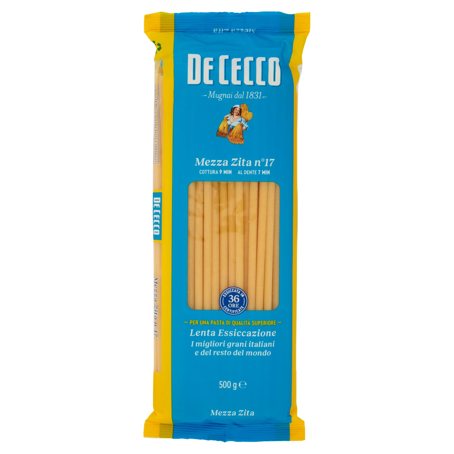 De Cecco Mezza Zita n°17, pasta de trigo duro 24 x 500 g - secado lento, sujeción perfecta para cocinar - cocción 9 min (al dente 7 min) - Fabricado en Italia + Italian Gourmet Polpa 400 g