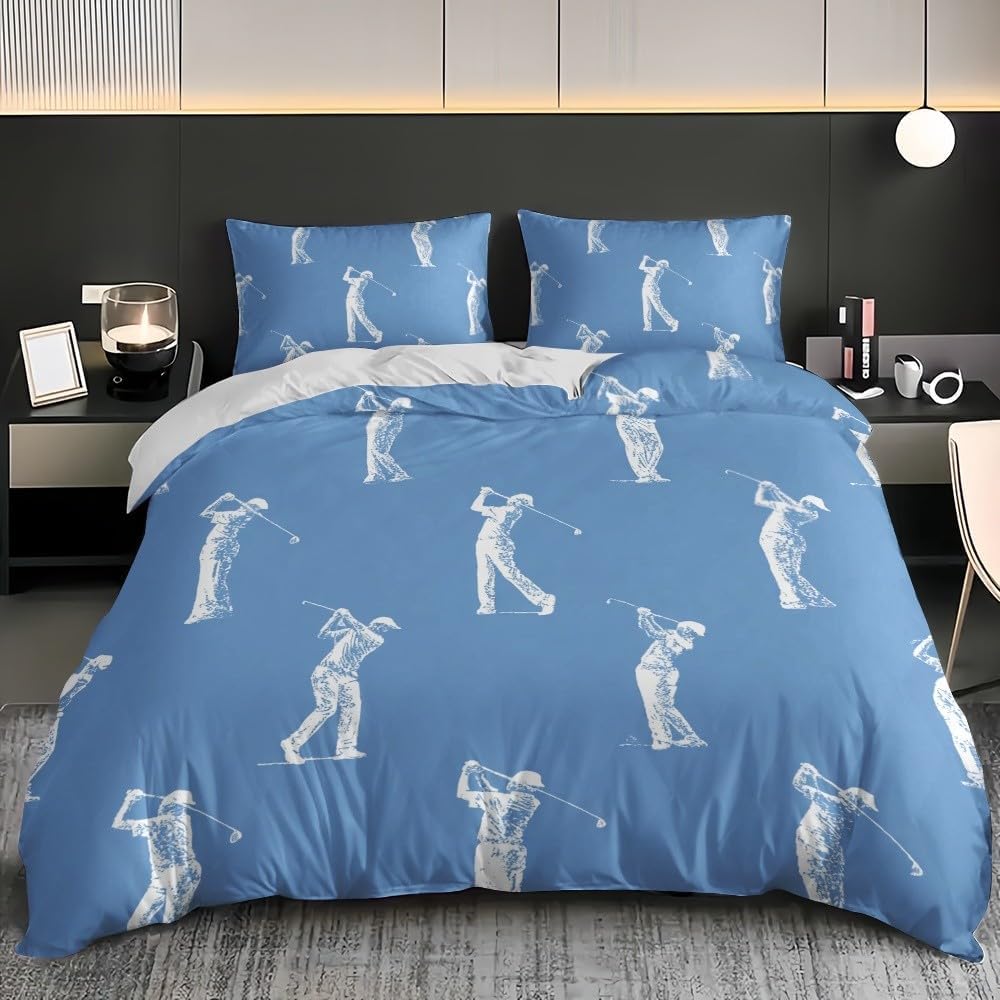 Housse de couette 280x240 golf microfibre douce avec zip invisible