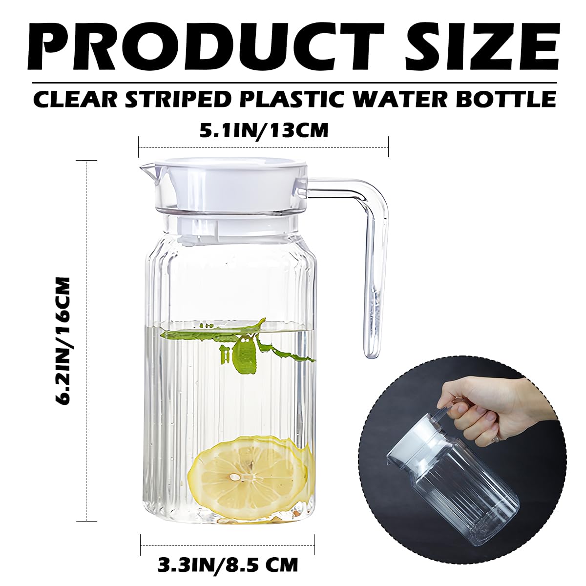 DOERDO Plastic Pitcher with Lid, Broken Resistant Beverage Jugs - Image 2