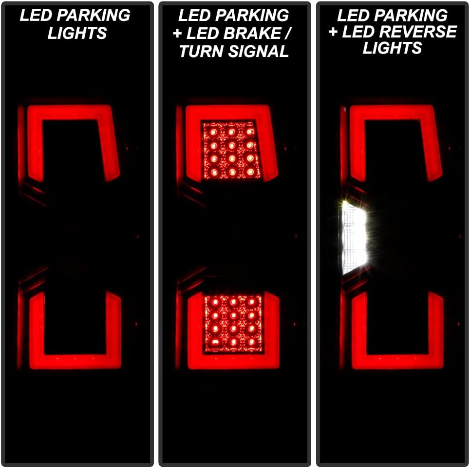 ACANII - For 2007-2013 Chevy Silverado 1500 2500HD 3500HD Black Upgrade Full LED Tail Lights Brake Lamps Pair Left+Right