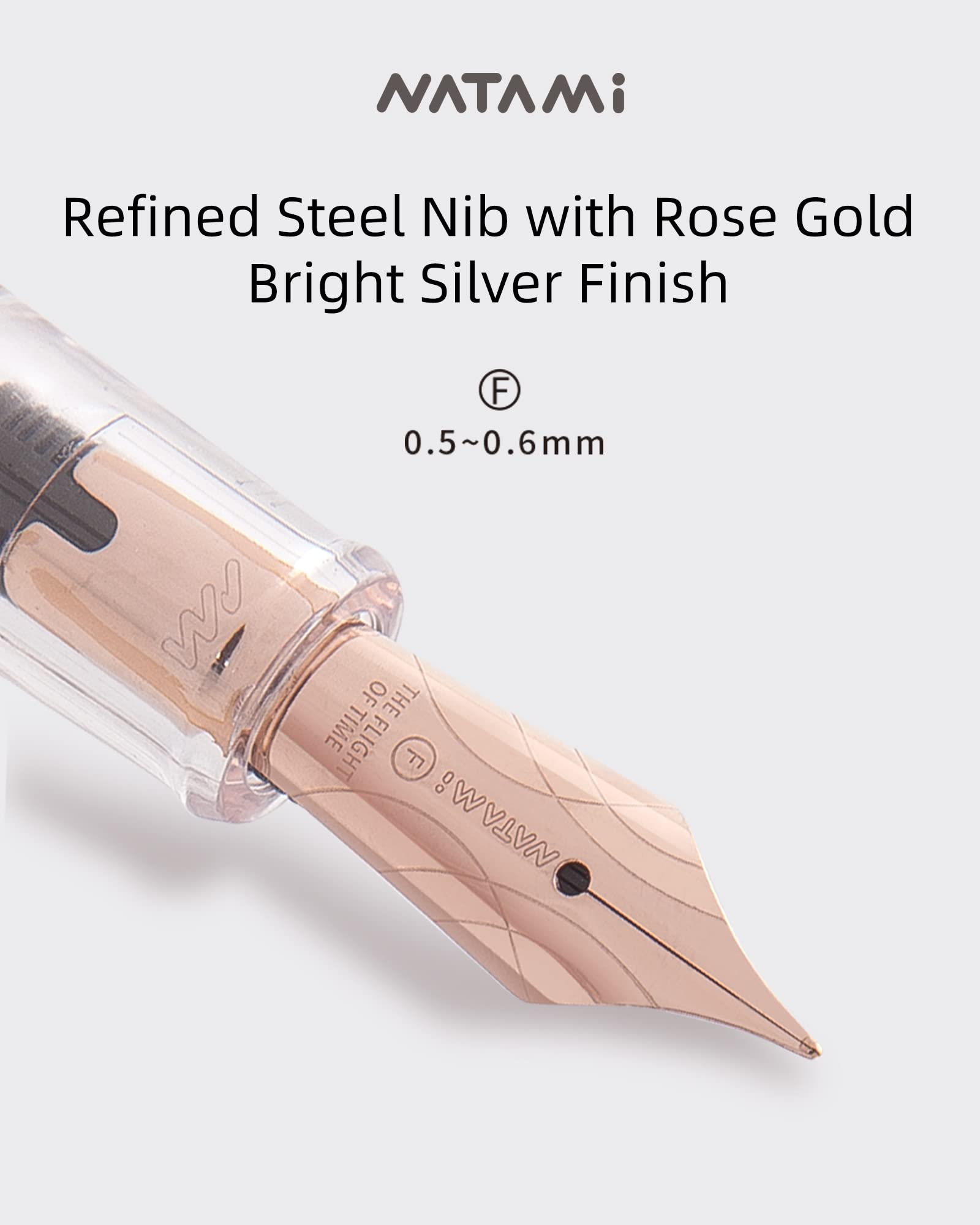 Natami Fountain Pen Fine Nib Transparent Clear Ink Converter Smooth Flow Rose Gold Trim Gift Leather Pouch Platinum Calligraphy (Sky Blue) - Image 4
