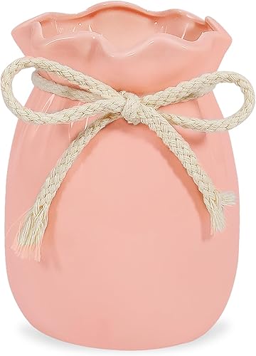 SOYITIN - Jarrón de cerámica rosa estilo bohemio para decoración del hogar, jarrones pequeños, minimalismo, moderno, para decoración del hogar,