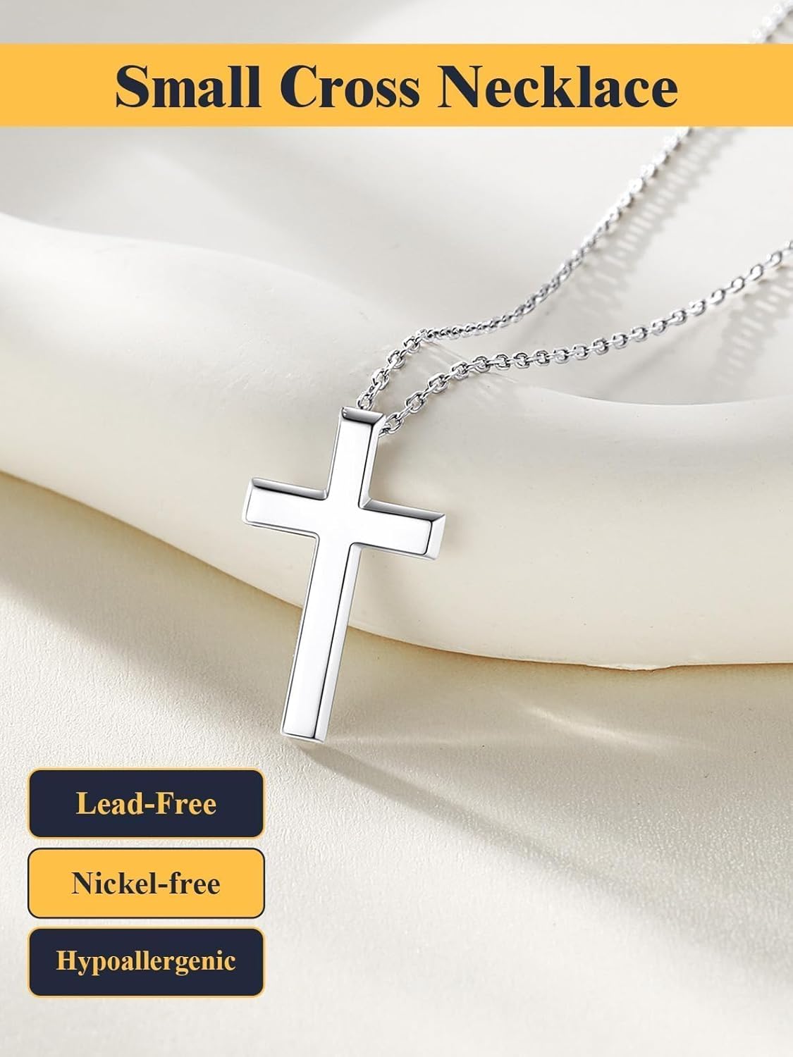 U7 Cross Necklace for Women,Silver/14K Gold Large or Small Cross Necklaces with CZ Diamond,Faith Birthday/Christmas Gift for Her Women Mother Daughter Grandmother - Image 4