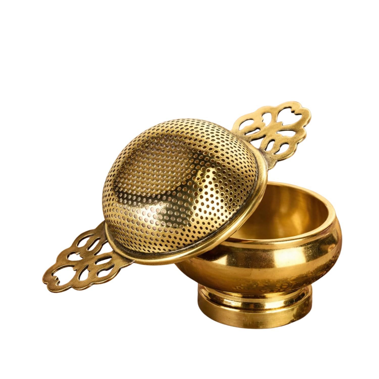 Handcrafted Brass Tea Strainer - Fine Mesh & Handle -10