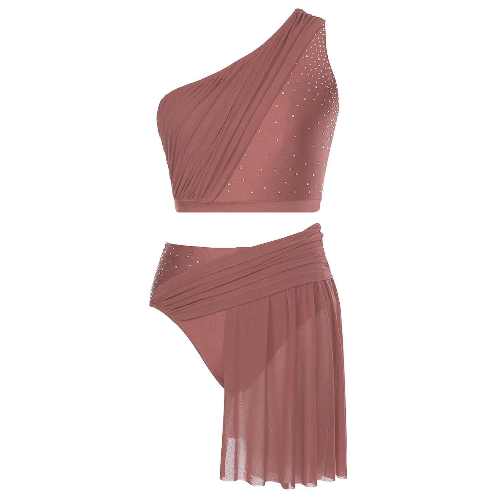 Kostüme für Lyrischen Tanz Lyrical Modern Praise Dance Performance Outfit Eiskunstlauf Rhythmische Gymnastik Sportliches Activewear-Set 2 Teile/Satz Damen Mädchen