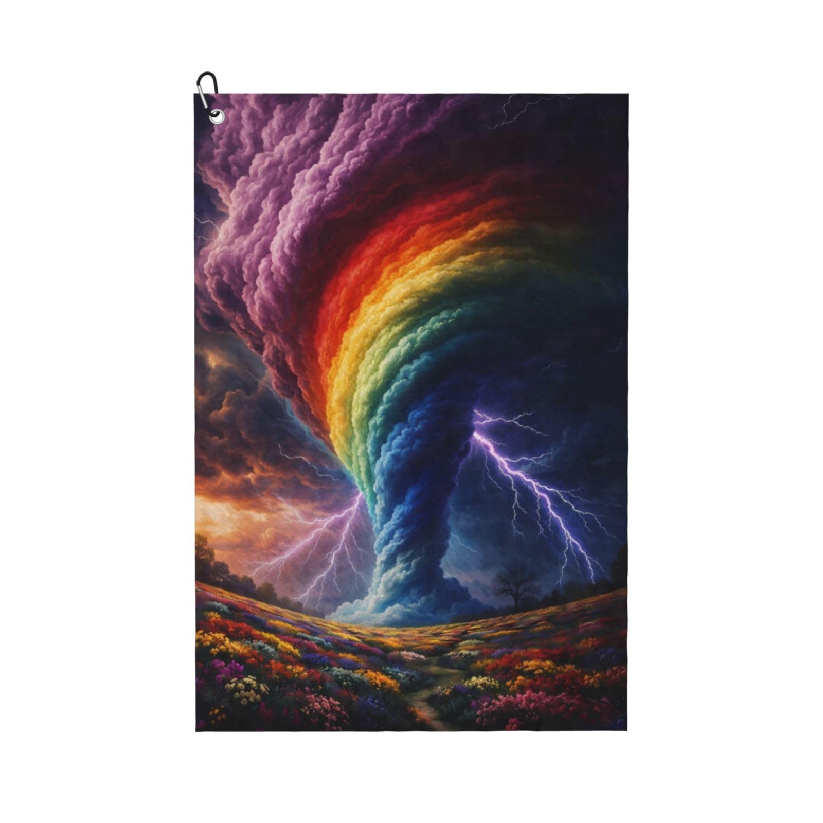 Oudrspo Fantastic Colors Rainbow Tornado Multi-Functional Golf Towel | Absorbent Quick Drying 16x24in