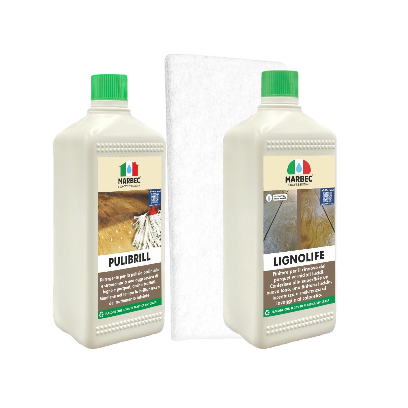 MARBEC KIT RECUPERO LEGNO VERNICIATO LUCIDO Set pensato per una pulizia profonda e un recupero del tono e dell'aspetto delle superfici usurate dal tempo