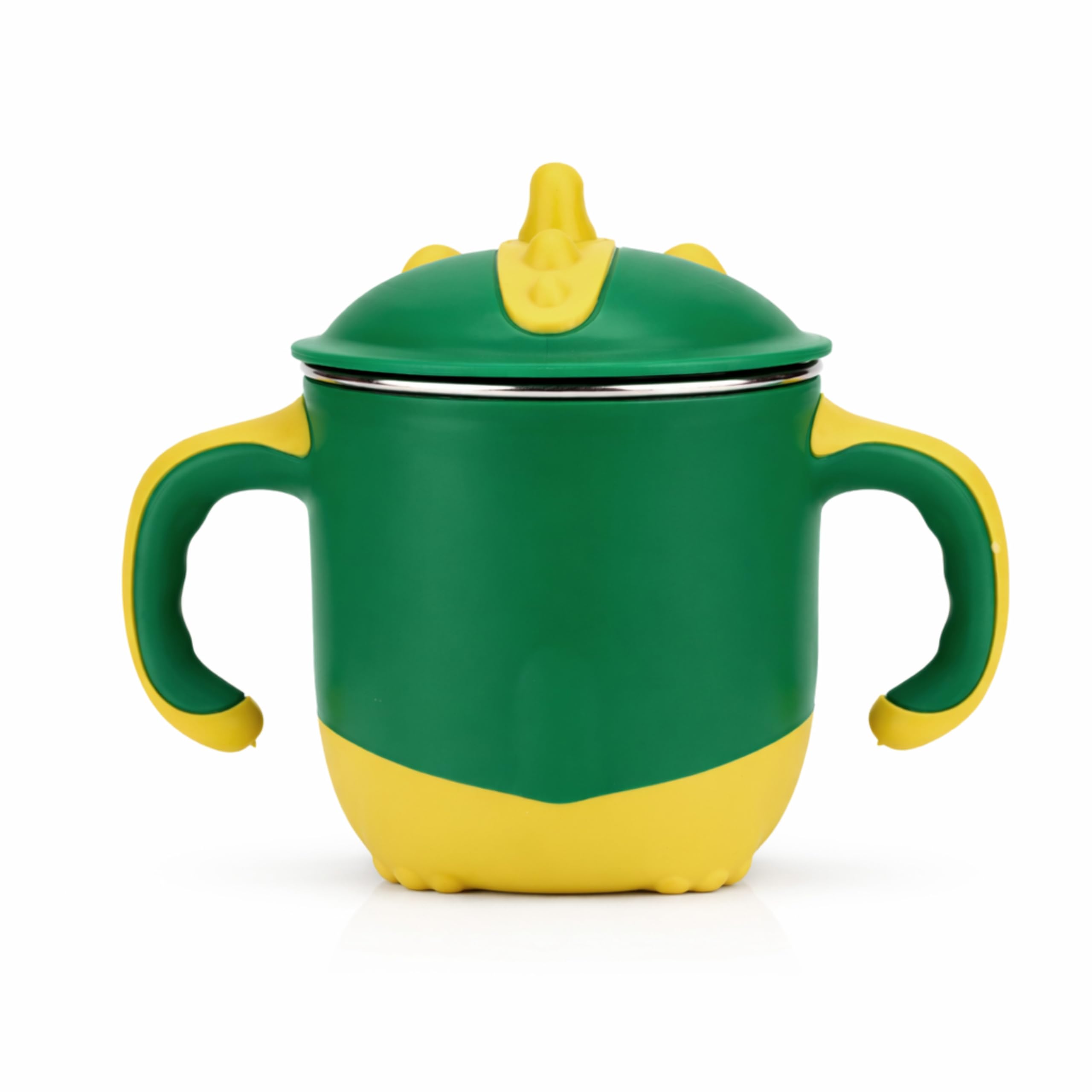 ONE AND ONLY Baby Sippy Cup | Stainless Steel Spill Proof Training Cup & Water Bottle with Handle | Toddler & Kids Cup Feeding Bottle | BPA-Free Baby Drinking Cup (Green)