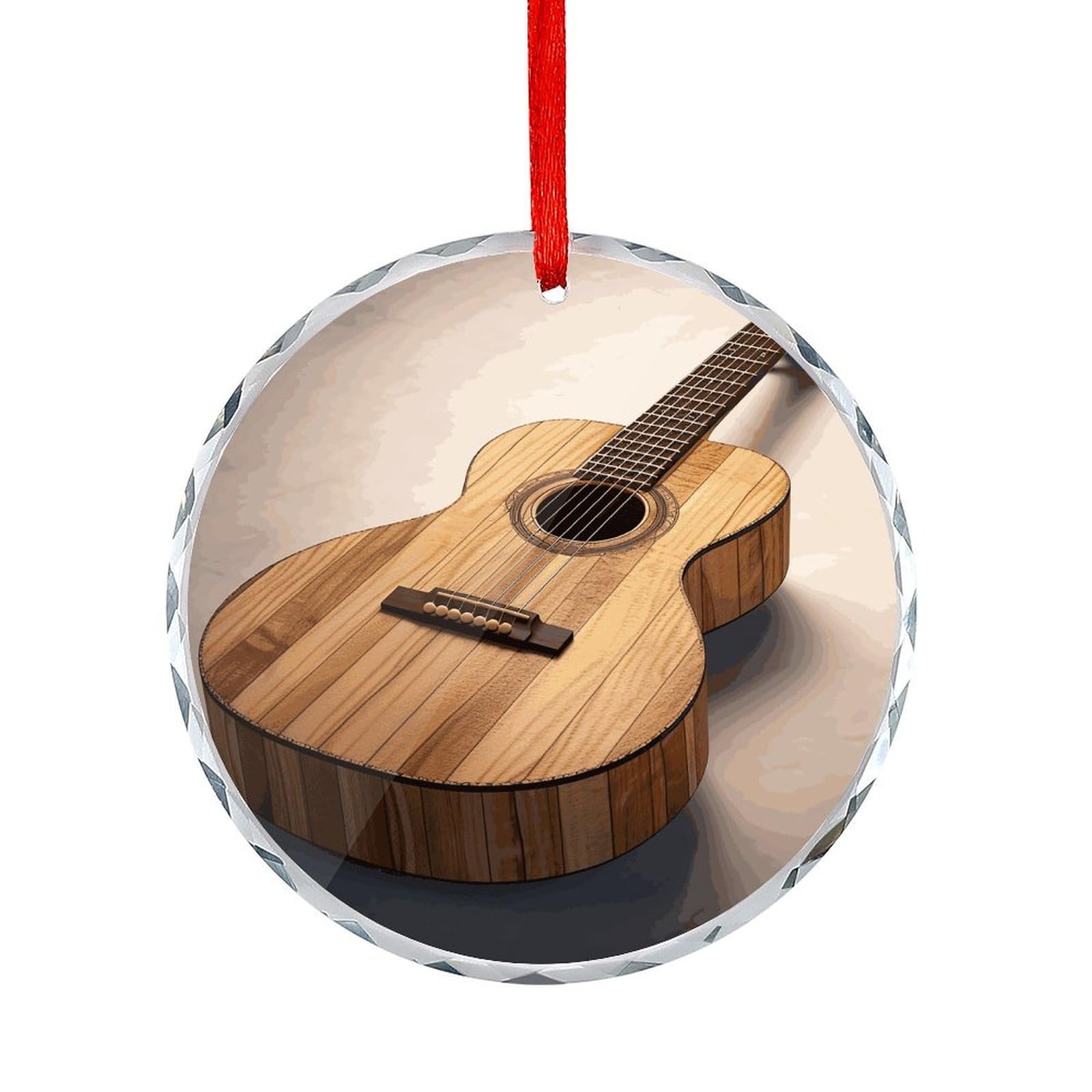 Btcowzrv Style Guitar Wooden Round Ornament Hanging Pendant Decor