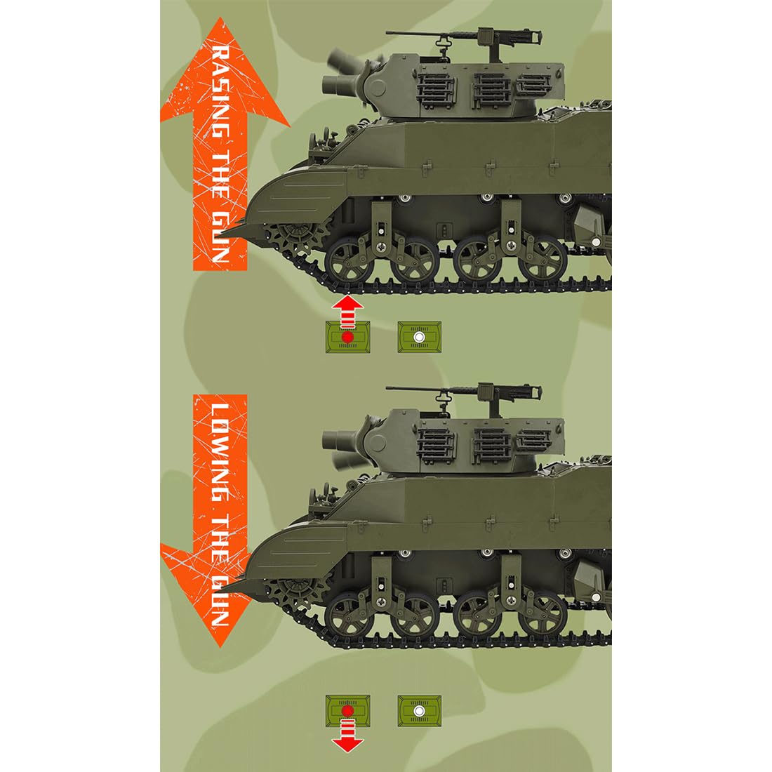Czołg RC dla dorosłych, skala 1/16, 2,4 G, samobieżna haubica M8, model czołgu RC z dźwiękiem i światłami, dym teleskopowy, tryby podwójnej prędkości (wersja RTR/żółty kamuflaż)