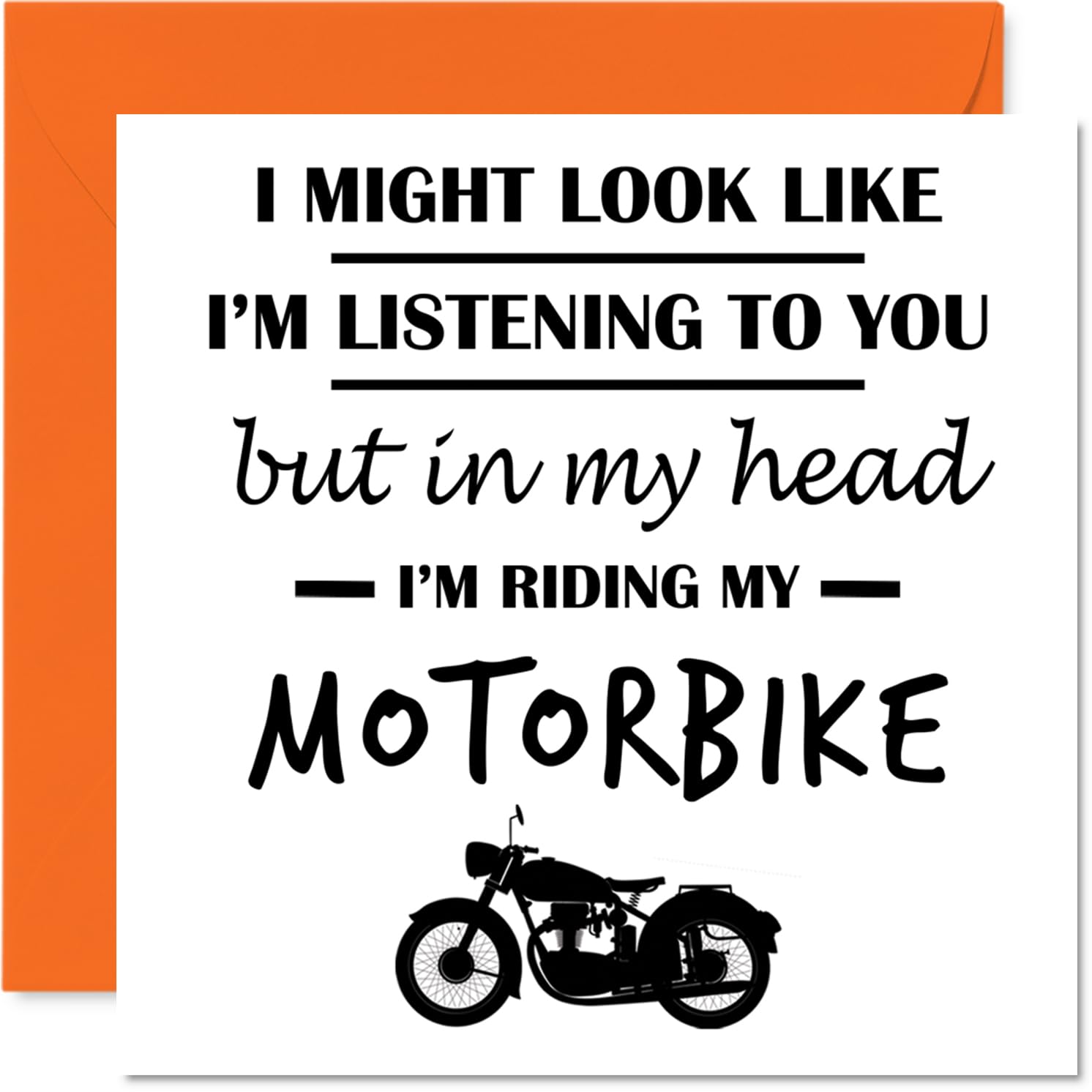 Motorbike Birthday Card for Men Women - In my Head - Happy Birthday Card for Son Wife Grandad Friend, 145mm Bday Greeting Cards