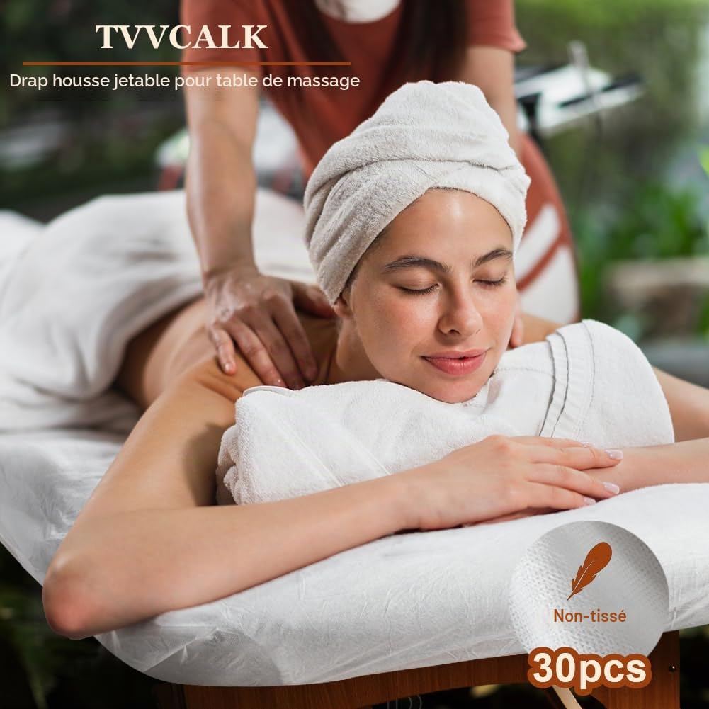Draps Housses Jetables pour Table de Massage 90 x 215cm avec Trou pour Spa Beauté