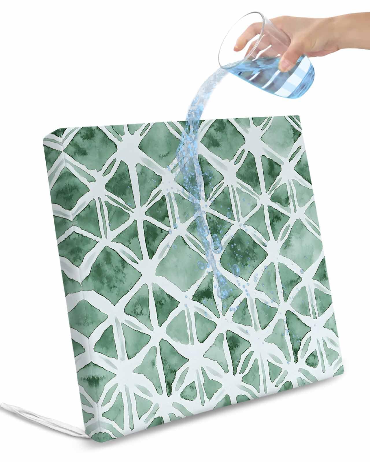 2 Pack Grey Geometric Waterproof Cushion Covers with Ties, Outdoor Patio Chaise Lounge Chair Seat Cushion Slip Covers Replacement(Only Cover) Watercolor Modern Abstract Color Block 20