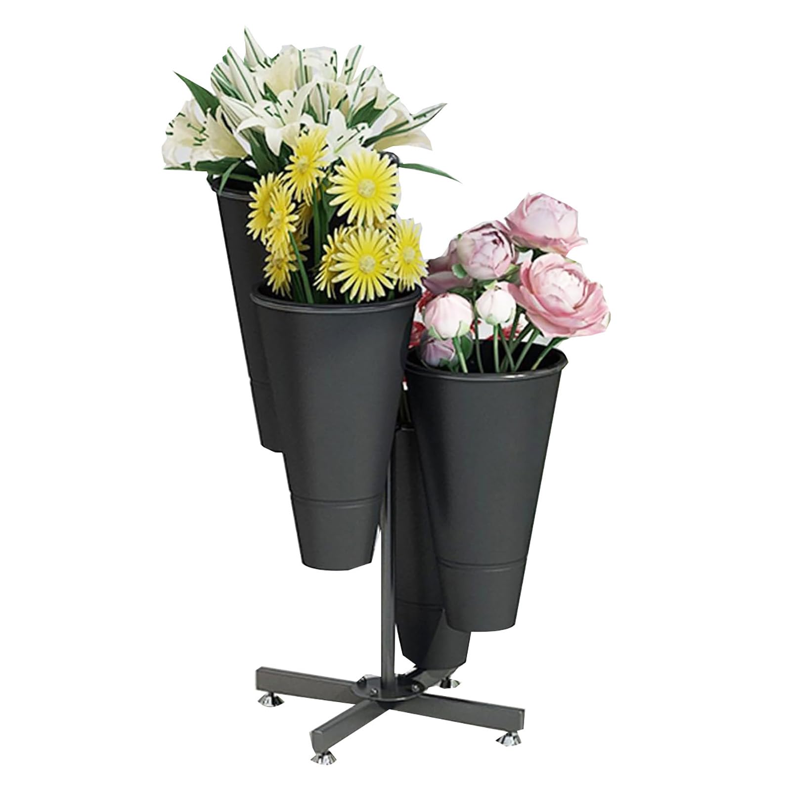 Présentoir à fleurs à 4 seaux pour décoration de fleuriste intérieur