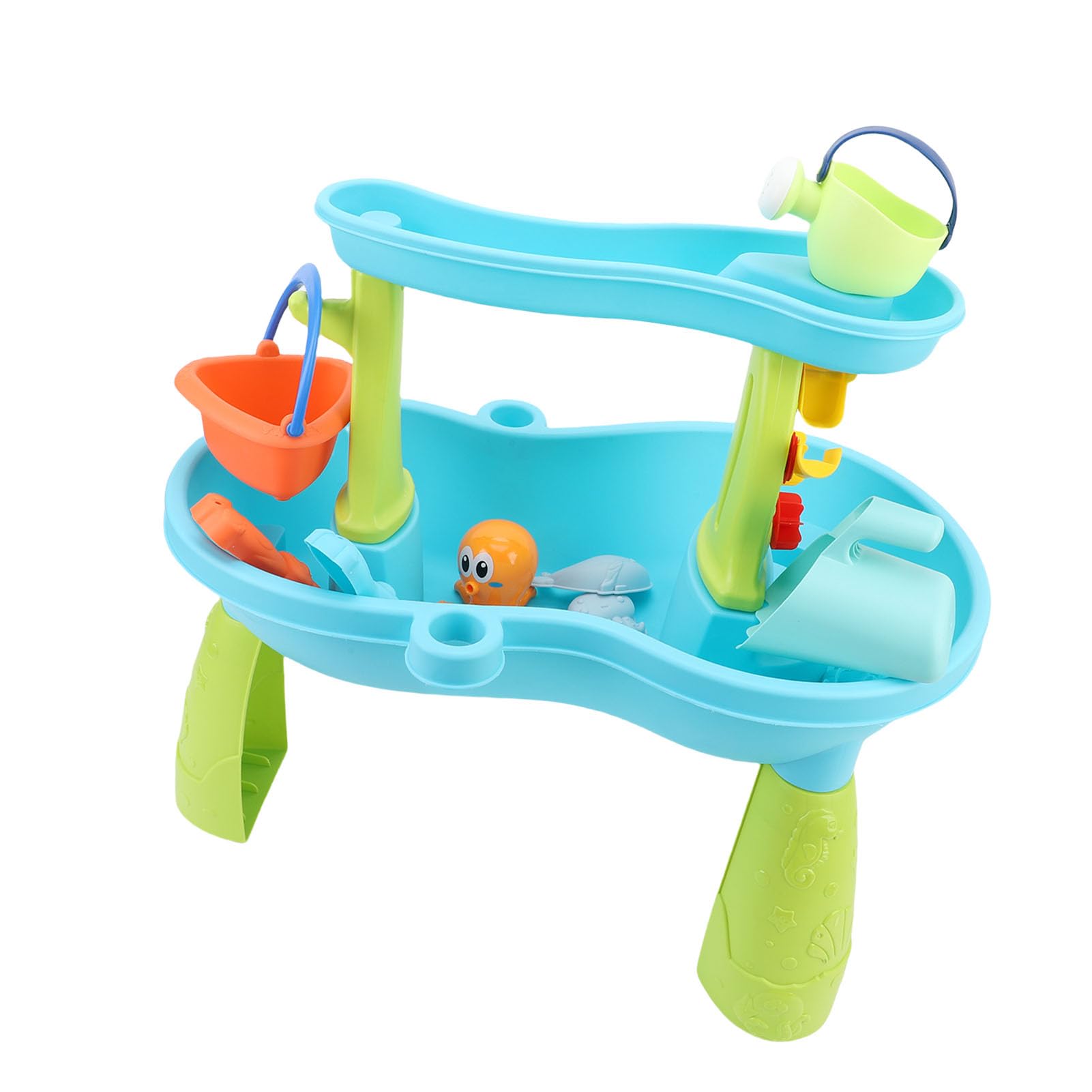 Cryfokt Sand- und Wassertisch für, Großer Wassertisch Im Strandstil mit Zwei Zonen, Kleinkind-, Sensorischer Spieltisch mit Schaufel, Eimer, Formenset für den Innen- und Außenbereich Im Alter von 1