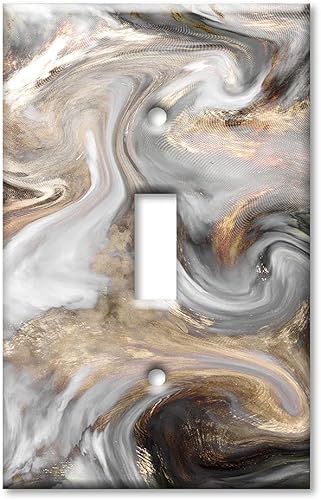 Art Plates - Placa de interruptor de palanca de una sola banda - Placa decorativa de pared de metal para interruptor de luz de 1 cuadrilla - Mármol