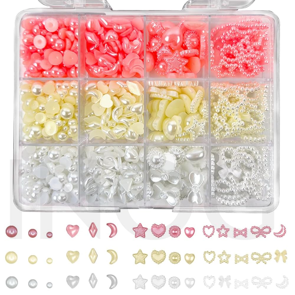 Bow Nail Charms Set, 3D Bow Nail Charms Multi Shape Nail Decoration Flatback Pearl Beads Flower Charms Nail Accessories for Nail Art, Craft and Decoration-image-10