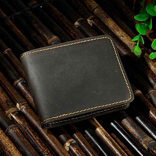 Le'aokuu Mens Genuine Leather Bifold Credit Card Case Money Clip Pocket Wallet Purse2