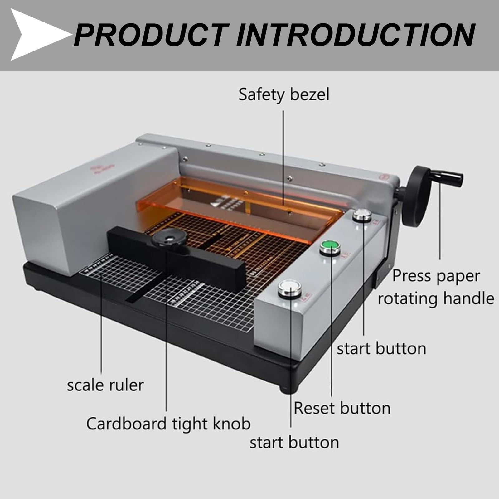 200 W Papierschneider Mit Laserpositionierung, FüR Druckereien/BüRo/Zuhause, Mit Schutzabdeckung, Bodenplatten-Gitterskalendesign, Schnittgenauigkeit ±0,5 Mm,110V