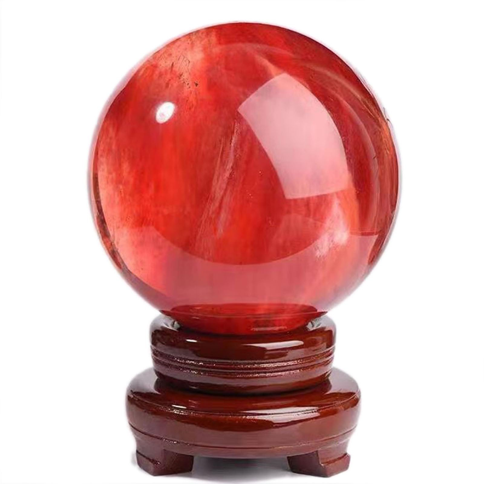 GPDNBIEU Fluorite Crystal Ball, Red Crystal Ball Sphere + Stand, Mineral and Crystals Specimens, Home Decorative Accessories(15cm)