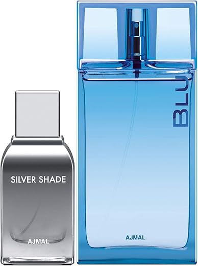 Ajmal Silver Shade EDP Citrus Woody Perfume 100ml for Men and Blu EDP Aquatic Woody Perfume 90ml for Men