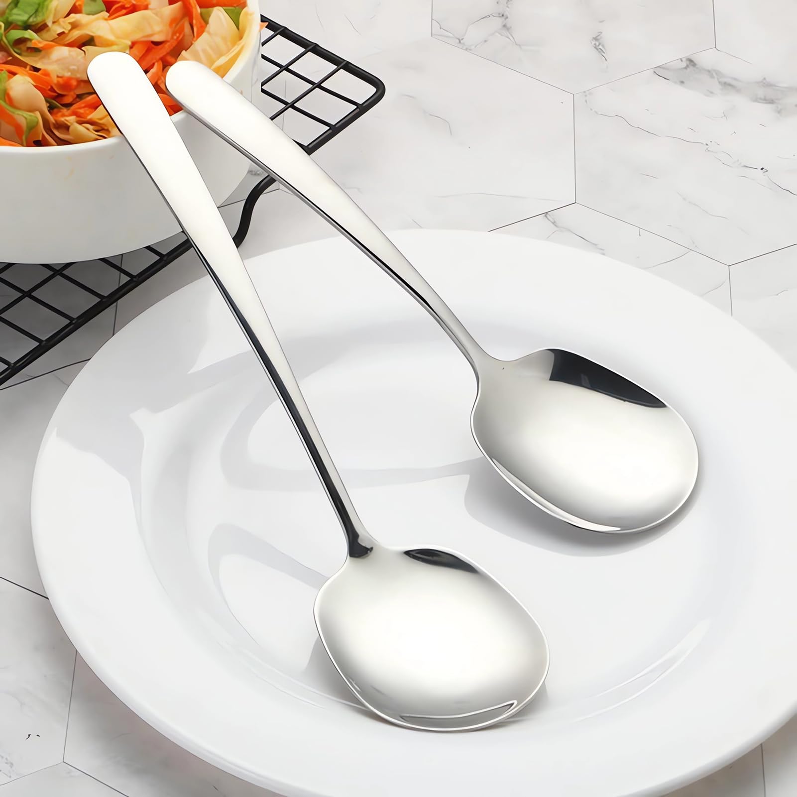 2 Cuillères De Service En Inox 304 - Grande Cuillère & Cuillère Fendue 25 Cm - Pour Buffets, Fêtes, Restauration