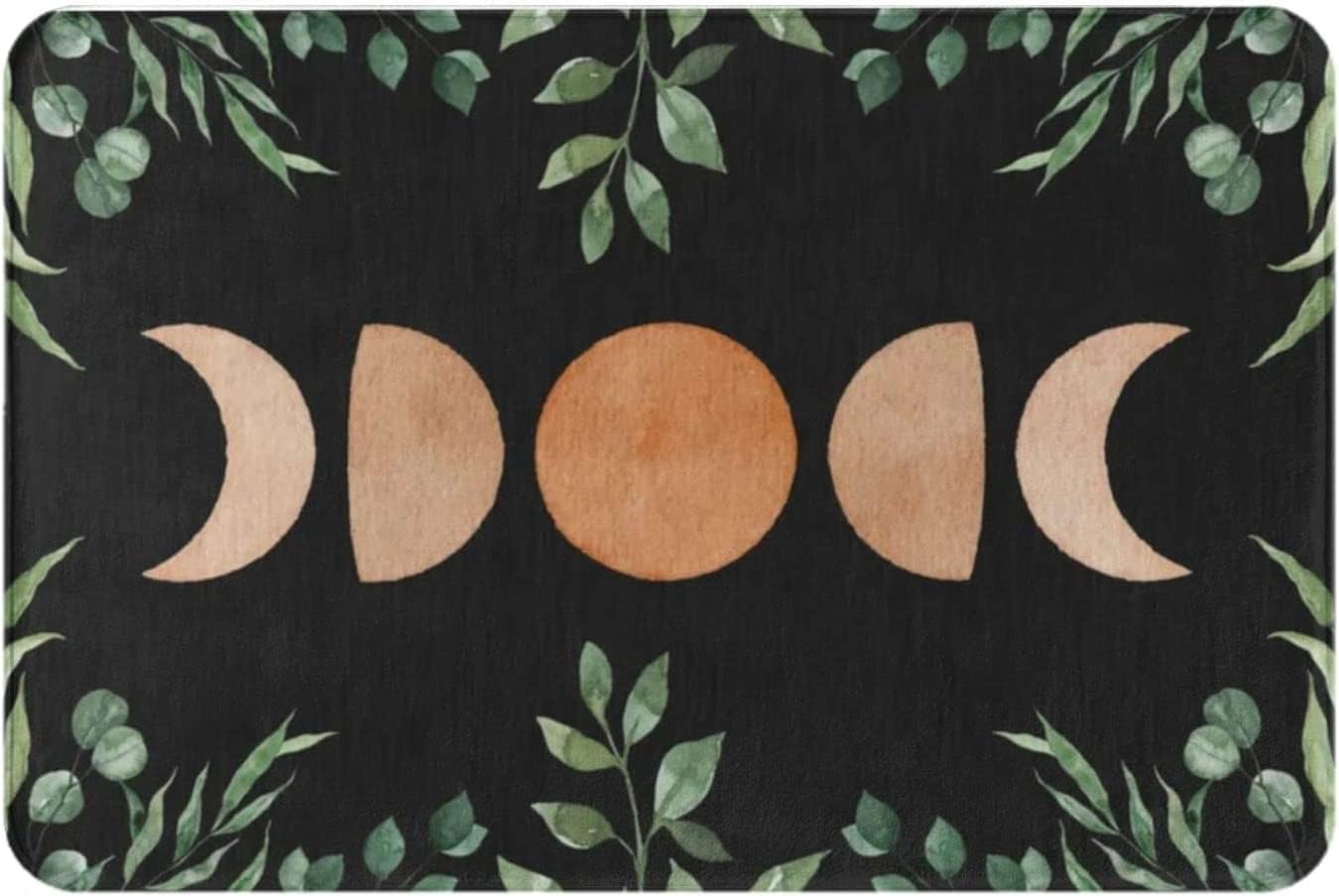 Bioonce Moon Phase Witchy Celestial Botanical Whimsigoth Non-Slip Absorbent Resist Dirt Doormat Entrance Rug Inside Floor Mats for Home Bedroom Kitchen Front Porch 16x24 inch