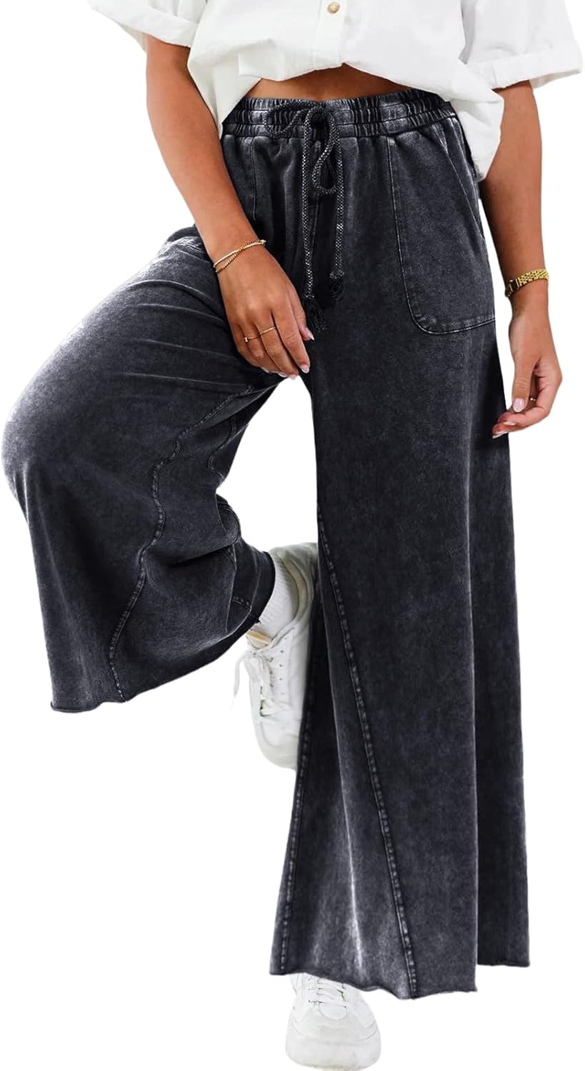 Women Sweatpants Jeans Wide Leg Denim Sweatpant Acid Wash Drawstring High Waist Baggy Pants Spring Clothes 2026 - Image 4