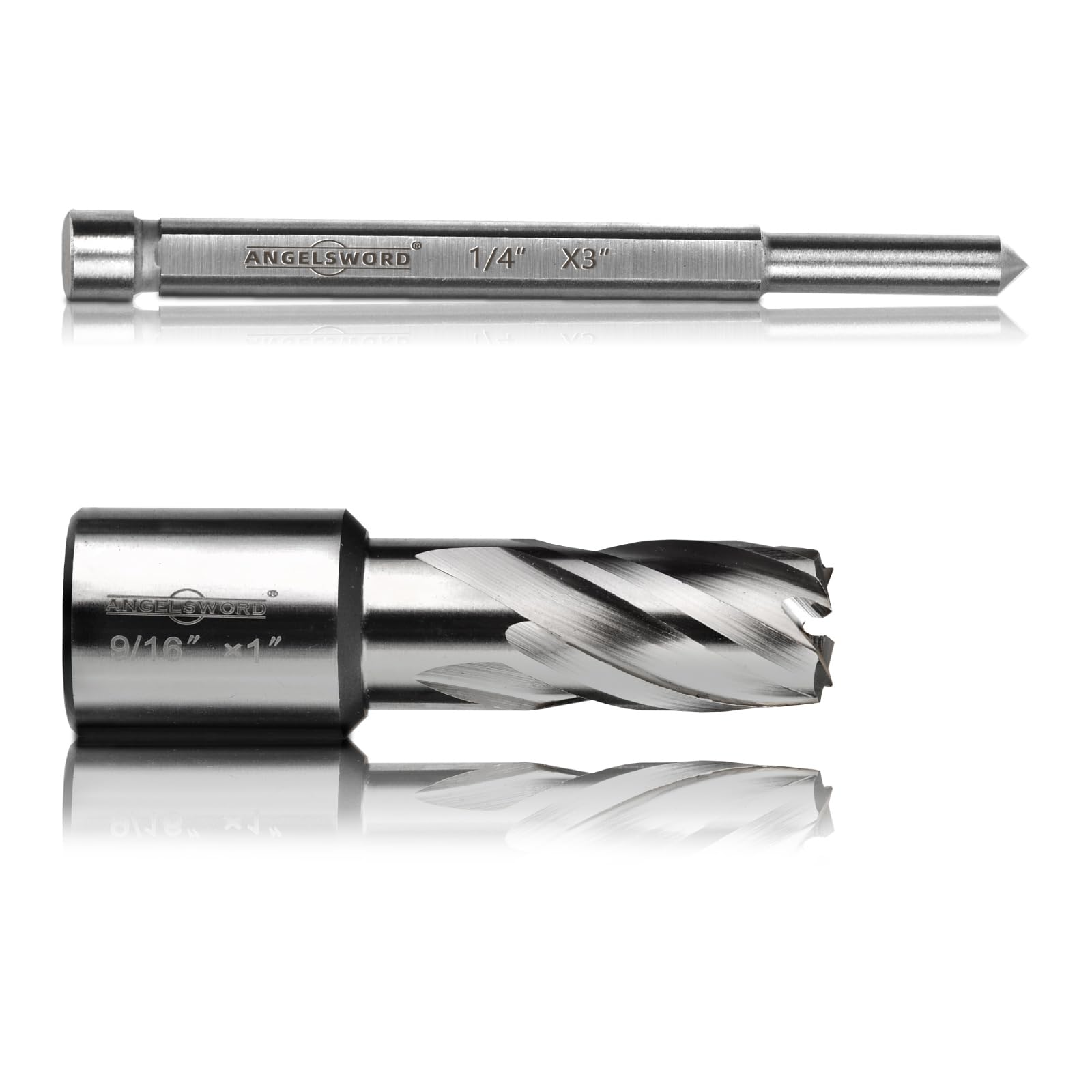 ANGELSWORD HSS Annular Cutter Diameter 9/16", Cutting Depth 1" High Speed Steel, Mag Drill Bits Kit for Magnetic Drill Press, with One 1/4"*3" Pilot