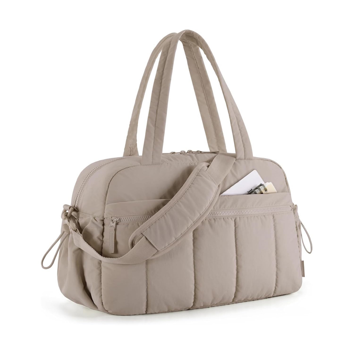 Myouhuo Womens Gym Bag 24L Travel Bag for Weekend Overnight with Wet Pocket, Underseat Cabin Bag for EasyJet, Carry on for Ryanair & Trolley Sleeve,Camel