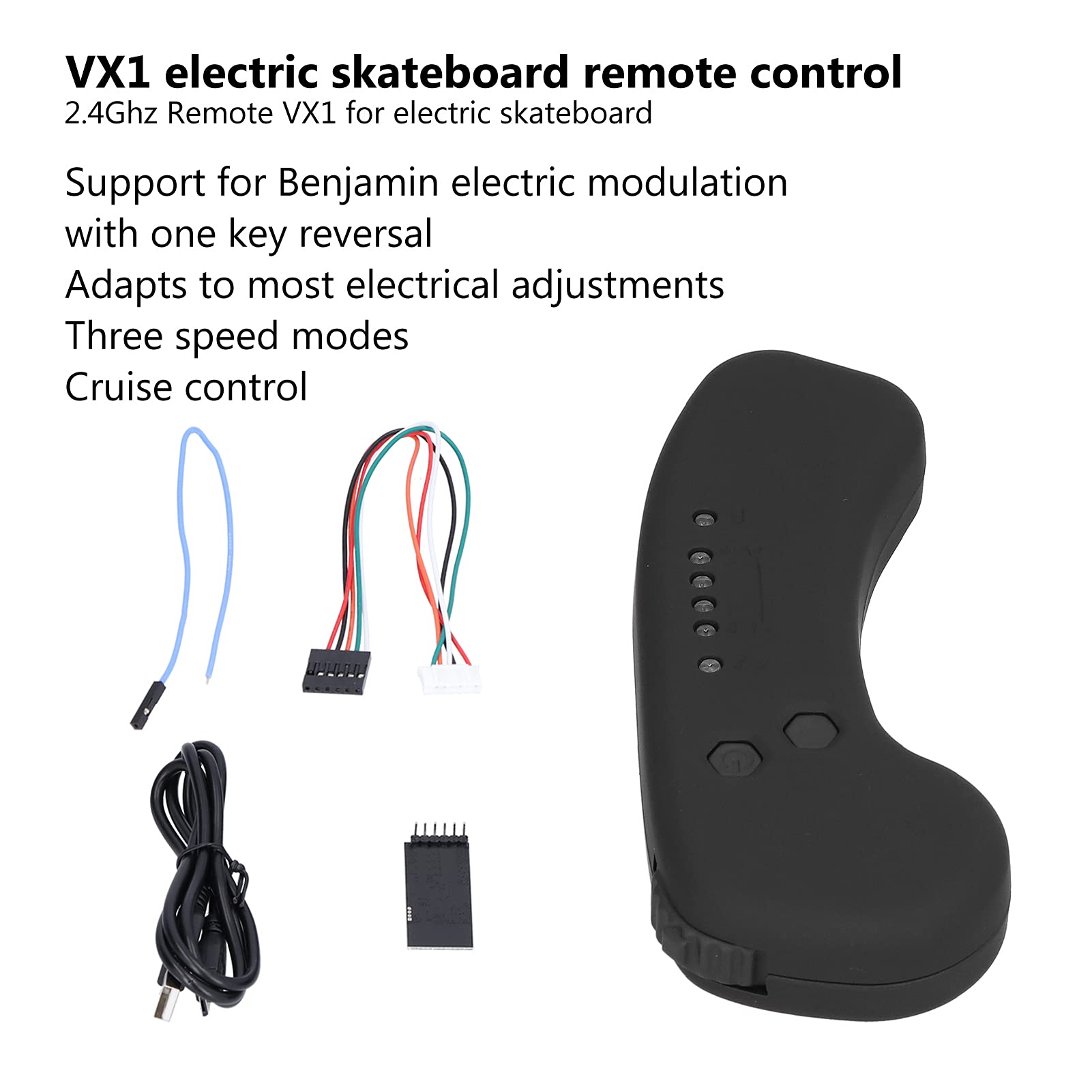 Mando a Distancia para Monopatín Eléctrico 2,4G, Diseño Ergonómico con Señal Fuerte, Entusiastas, Material ABS, Tamaño Compacto 12 X 5 X 2 Cm (Serie v6)