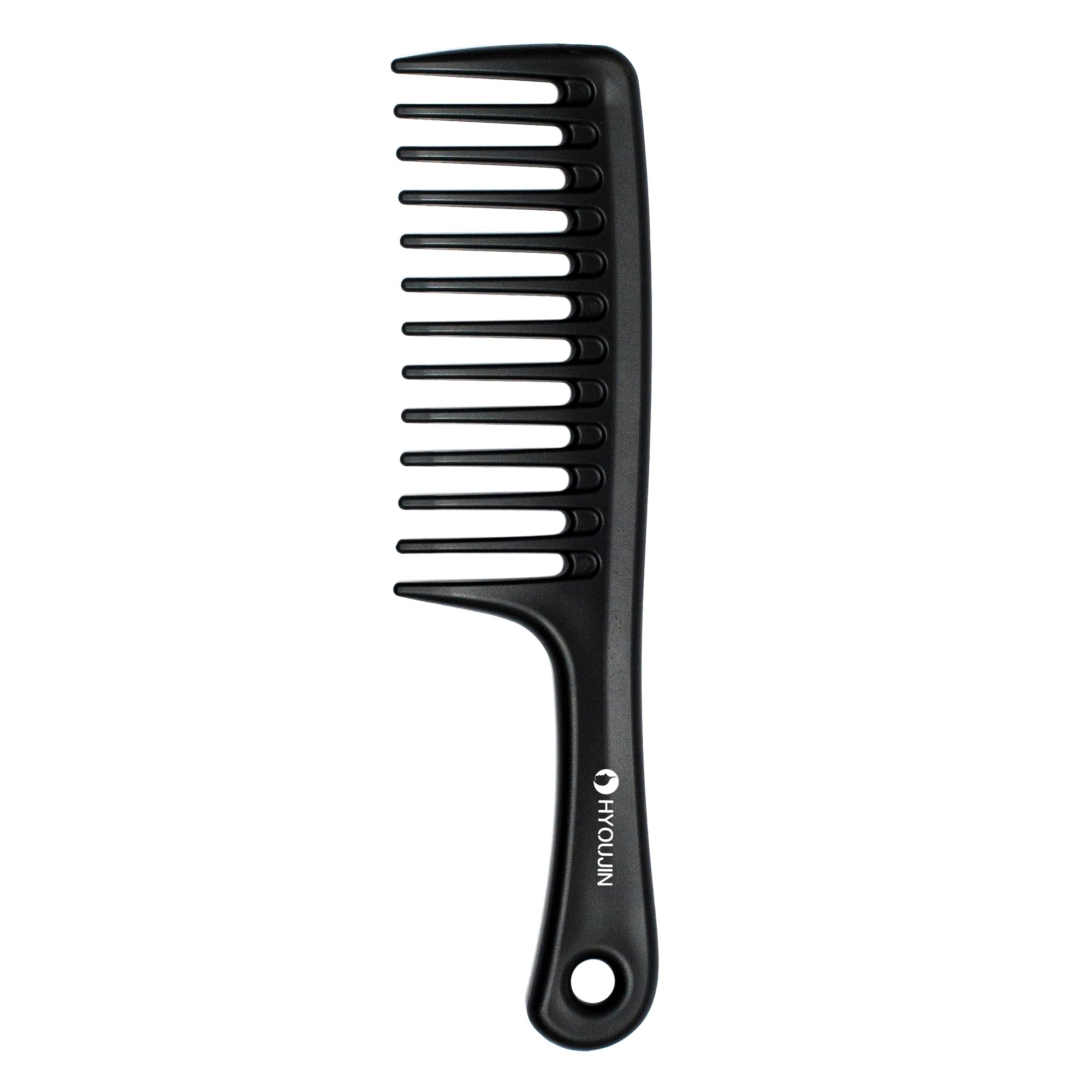 HYOUJIN Black Large Wide Tooth Detangler Paddle Brush - Best Styling Comb for Curly, Wet, Long Hair