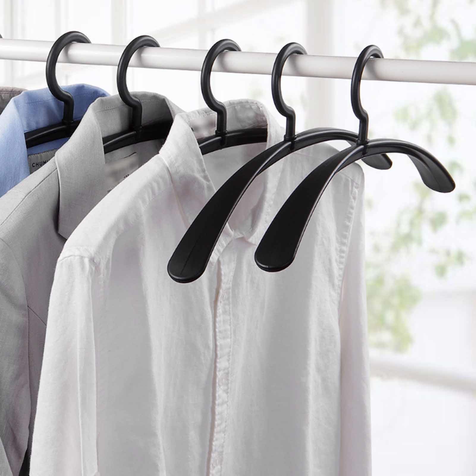 Gruccia in Plastica A Spalla Larga, Gruccia Antiscivolo, Gruccia per Asciugatura, per Cappotto, Camicia, T-Shirt, Vestito, 20 Confezioni,Nero