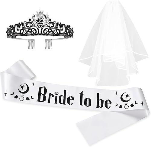 Miniatura 2 de Juego de corona de velo de tiara de novia de Halloween, juego de decoraciones de despedida de soltera celestial, accesorios de decoración de