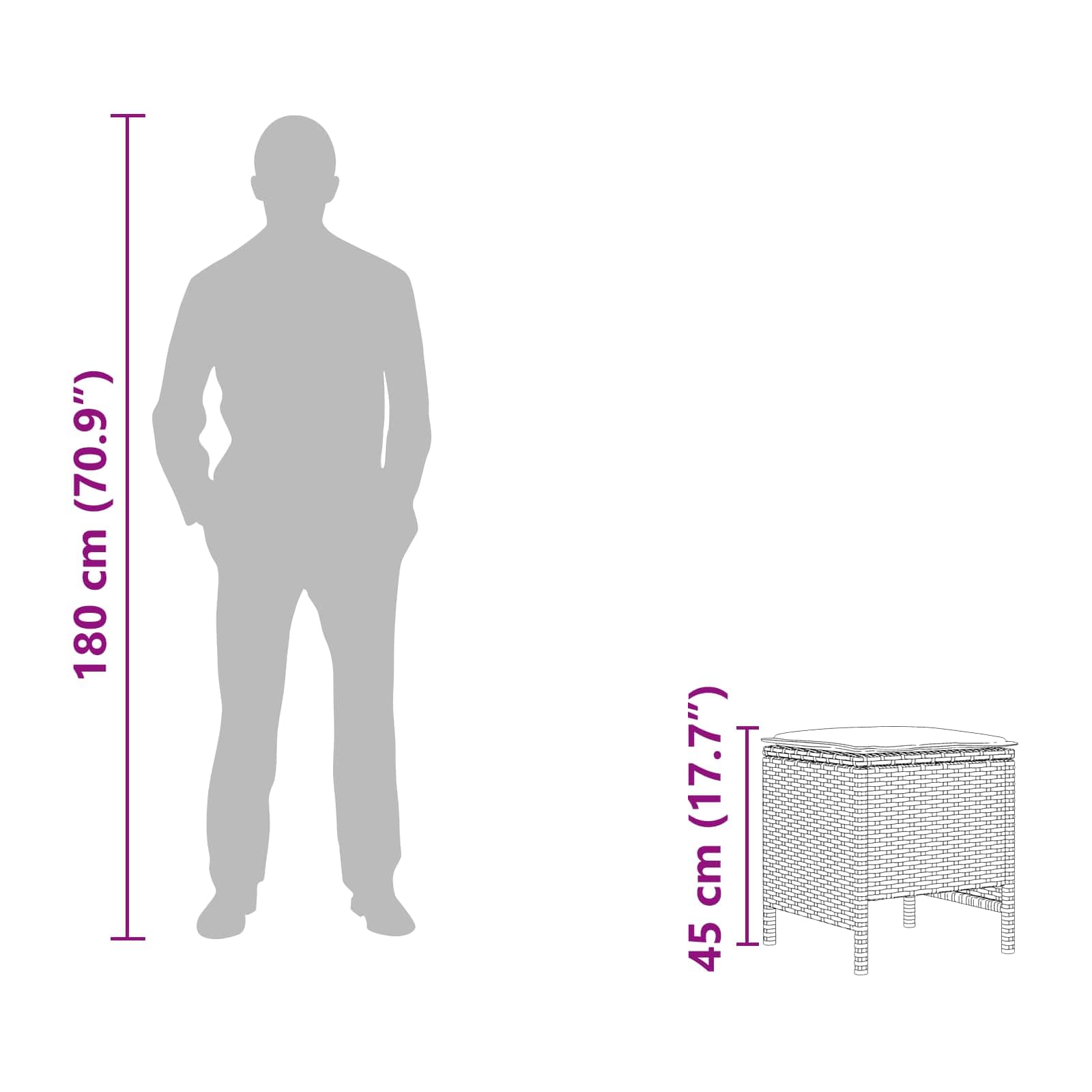 vidaXL Poggiapiedi da Giardino 2 Pezzo Grigio e Grigio Scuro, Sgabello moderno in rattan, poggiapiedi compatto, arredo da giardino, accessorio per patio, uso interno, sedia versatile