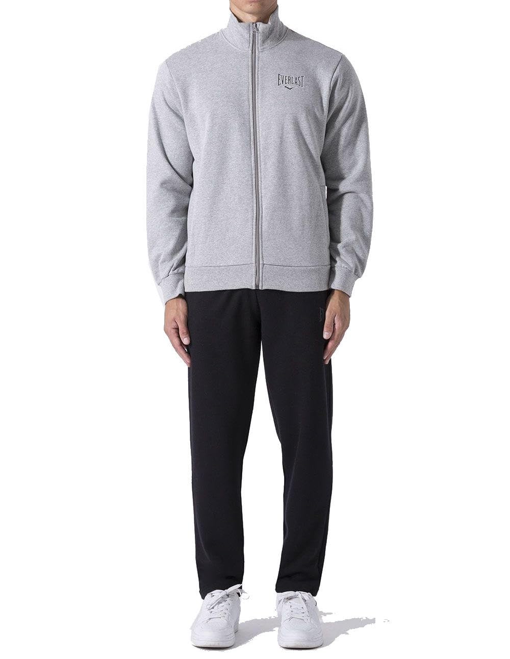 Everlast Tuta da Ginnastica Uomo Completo Sportivo, Grigio/Nero, L | Cotone Felpato, Set per Sport e Tempo Libero, Per Palestra