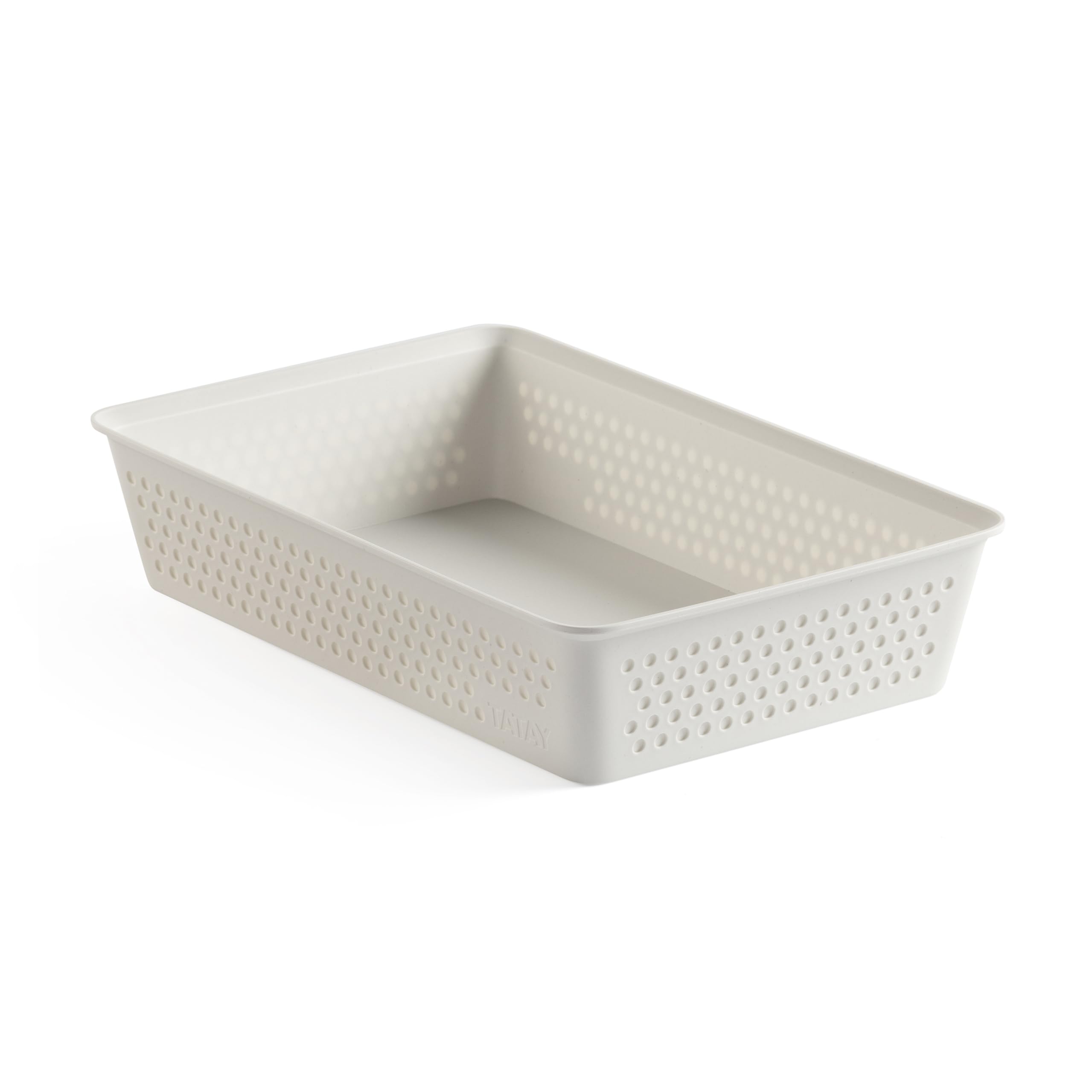 TATAY Plastic Storage Basket A5 Bohol | Drawer Organiser | Minimalist Functional Design | Home & Office Organisation | Recycled BPA-Free Plastic | 17x26x5.5 cm, White