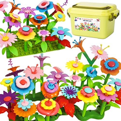 LOYUEGIYO 135PCS Educational Flower Building Toys for Girls Boys Kids,Toddler STEM Girl Toys for Age 3,4,5,6,7 Year Old,Toys Gifts for Girls,Preschool Garden Flower Block Stacking Toy