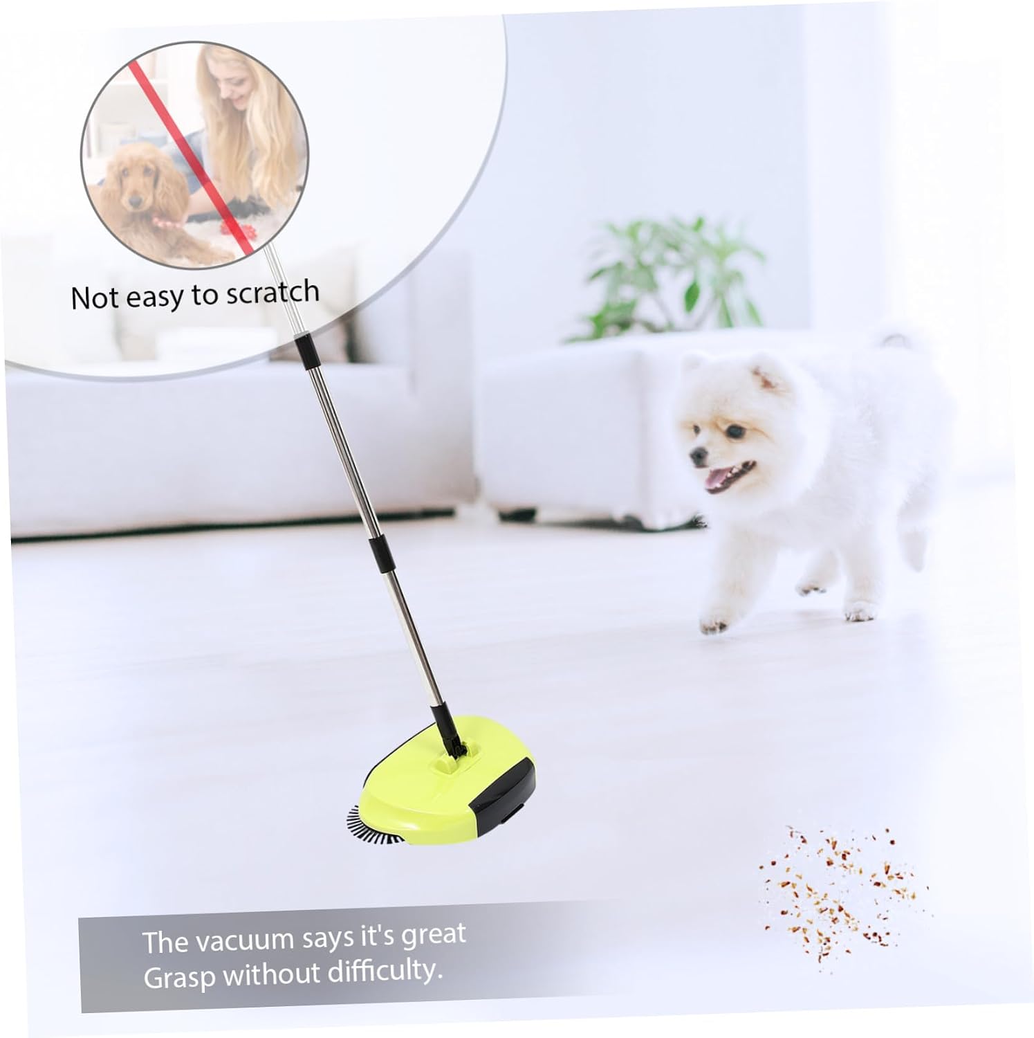 Multi-Function Push Sweeper Broom with Enclosed Trash Bin Rotating Hand Sweeper for Household Floor pet Roller Brush Safe Surfaces Convenient Design Random Color Random Color