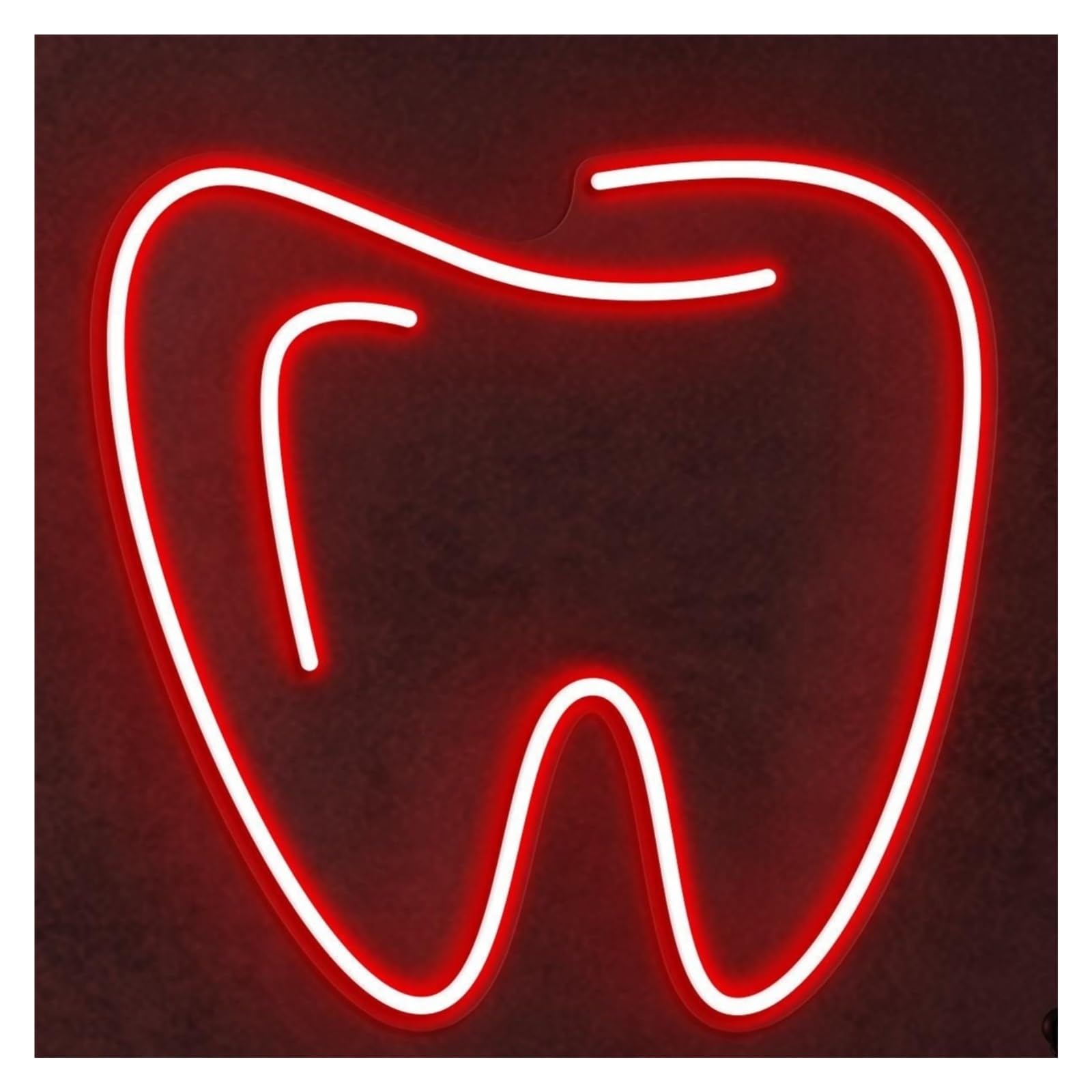 RONGCH Hanging Art Signs Tooth Neon Sign, Suitable for Dental Clinic Decor with Brightness Adjustable 38cm(Red)