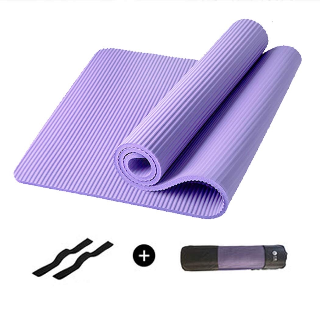 AMERTEER Yoga Mat 73" x 24" Non Slip Eco Friendly ith Carrying Strap Storage Bag for All Types of Yoga, Pilates & Floor Workouts- Waterproof 10mm Thickness (purple)