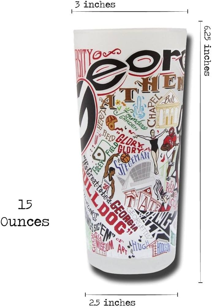 Catstudio Drinking Glass, University of Georgia Glass Cup for Kitchen, 15oz Dishwasher Safe Tumbler for UGA Alumni - Image 3