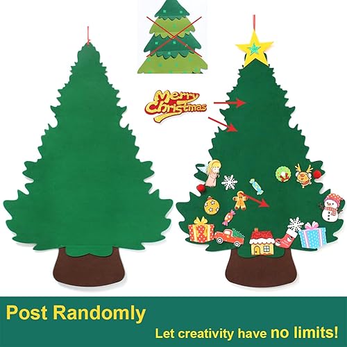 Miniatura 4 de Decoraciones de Navidad, árbol de Navidad de fieltro para niños pequeños con parte ornamental, juego de árbol de Navidad en capas de 3.3 pies para