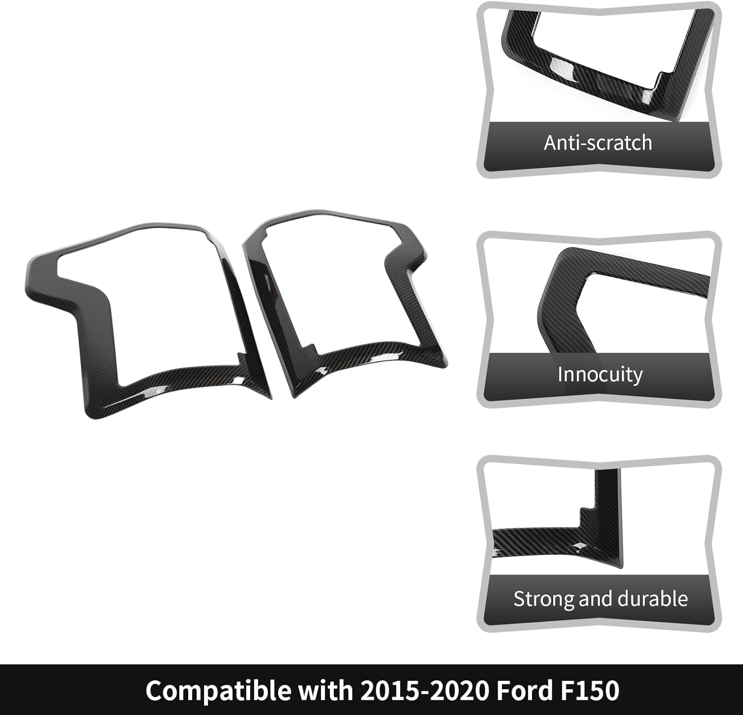 CheroCar Tail Light Lamp Cover Guard Trim Decoration Fit for 2015-2020 Ford F150 Carbon Fiber Rear TailLight Cover Exterior Accessories