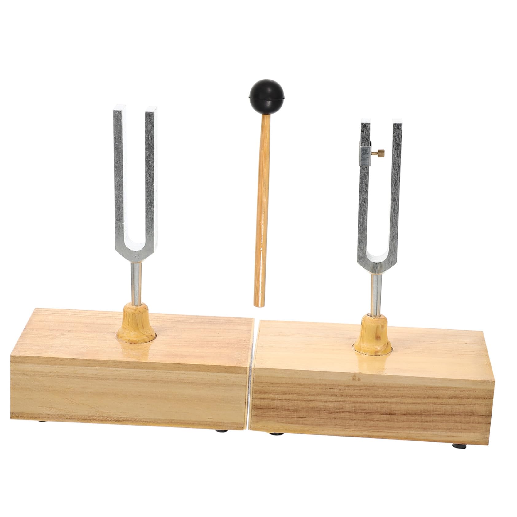 Stimmgabel für Physikalische Experimente Stabile Platzierung Satz 440hz mit Holzsockel und Hammer Klarer Klang für Akustik und Unterricht