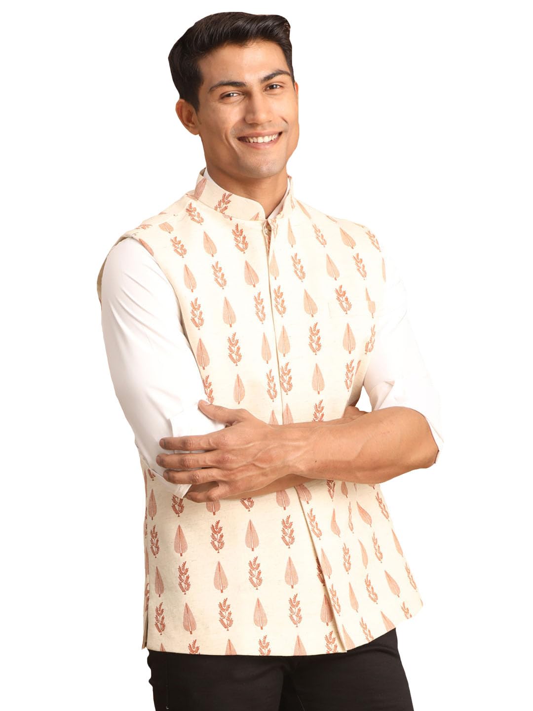 shvaas by vastramay Men's Cream Cotton Nehru Jacket-picture-26