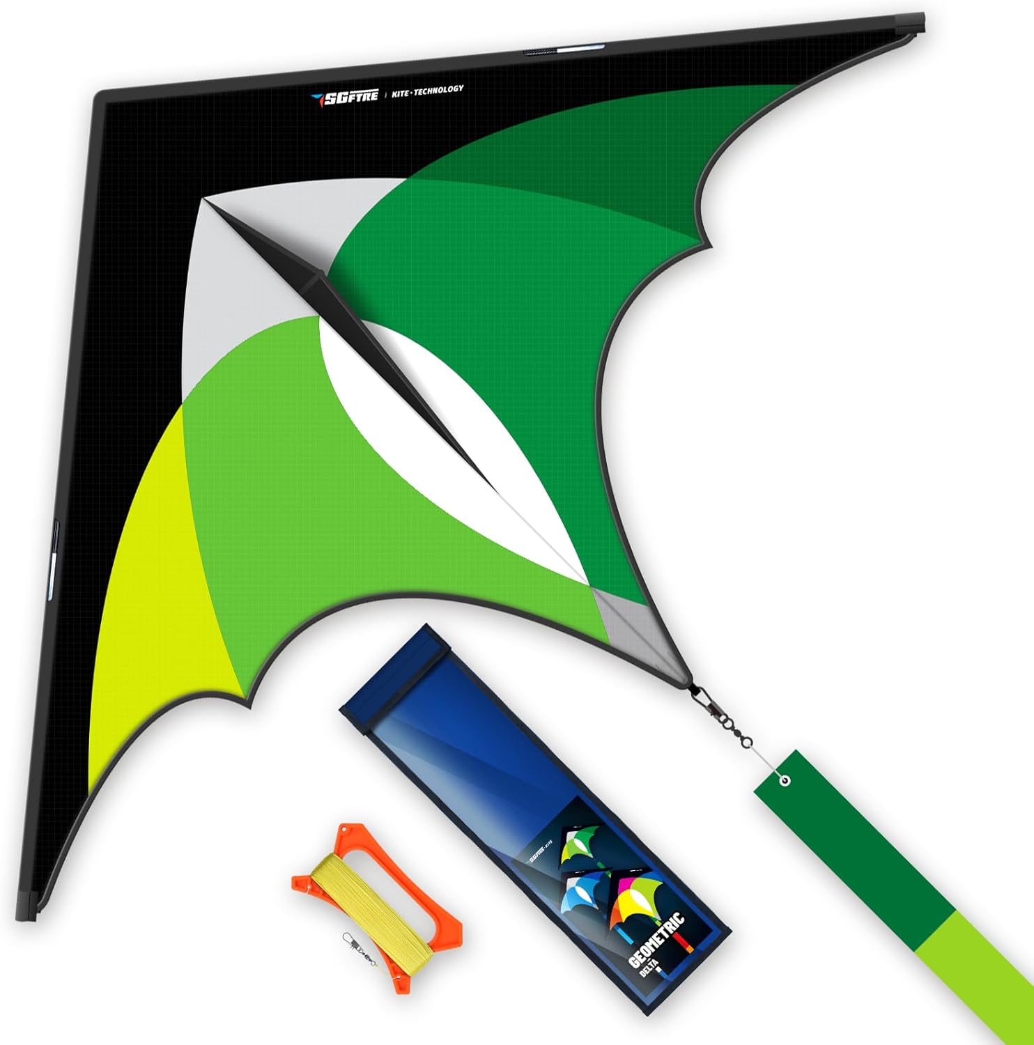 3-Piece Set Delta Kite for Easy to Fly Large Kite for Kids and Adults - Perfect Family Outdoor Toy, Beach Fun for Family Activities (Petal Green, 1)