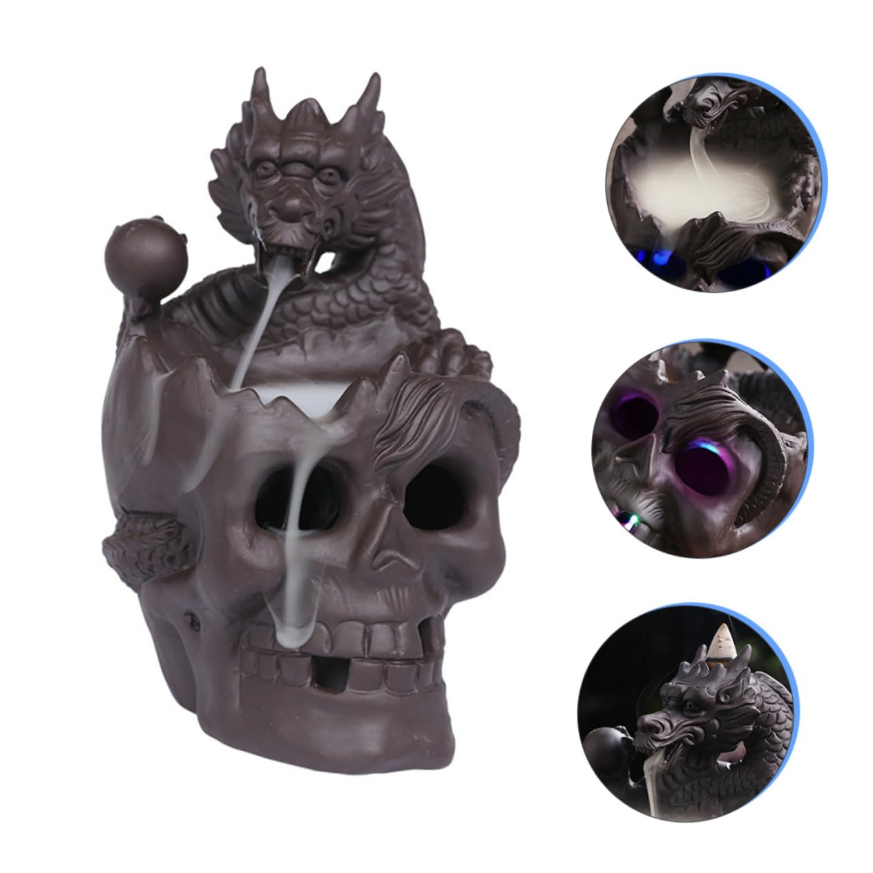 Amosfun Quemador De Incienso De De Humo Difusor De Quemador De Incienso De Calavera Luz Led
